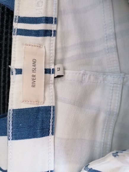 River Island Striped Jeans Size 12 Regular 29 Inch Leg Tapered Stretch - Picture 5 of 8